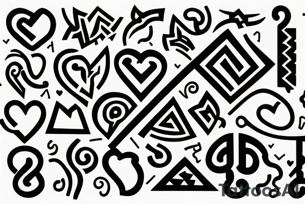 2 Questions marks symmetrically disposed form a hearth tattoo idea