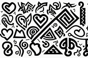 2 Questions marks symmetrically disposed form a hearth tattoo idea