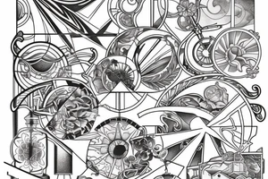 Window slightly open to the view of the coast with sun rays coming in in the style of art nouveau tattoo idea