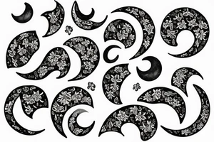 crescent moon with flowers tattoo idea