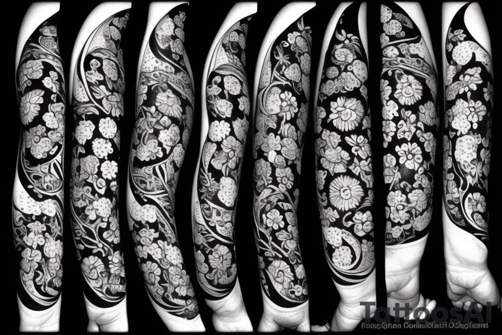 crescent moon with flowers tattoo idea