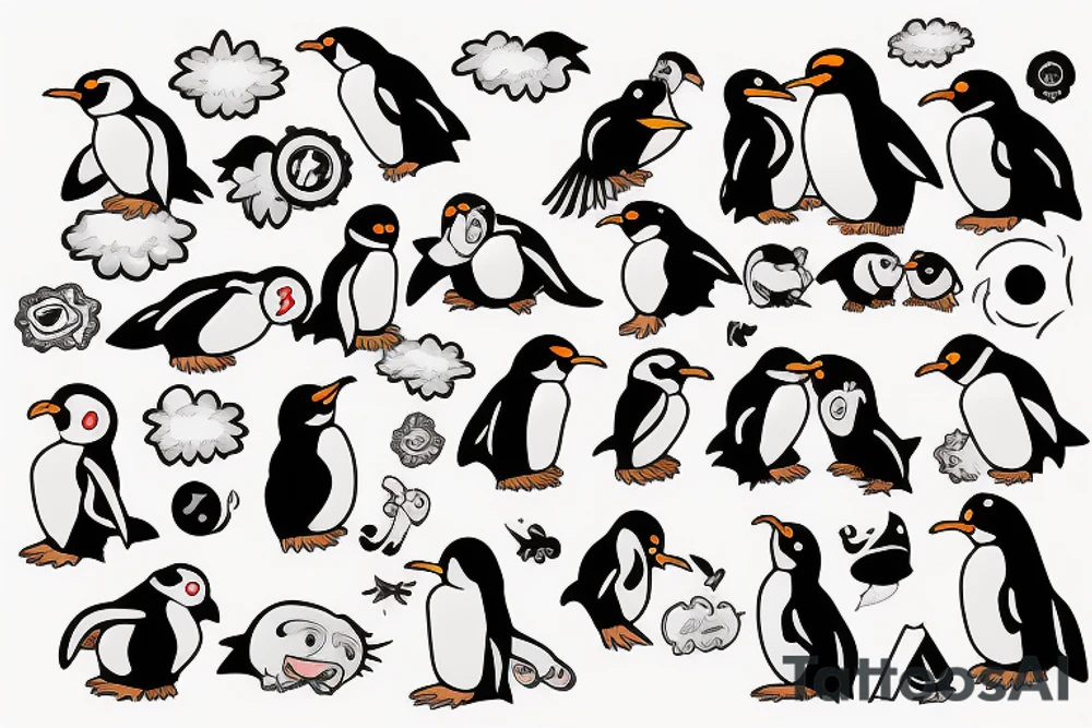 anime penguin with a collar tattoo idea