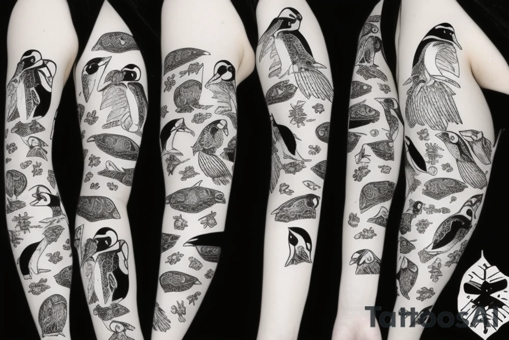 anime penguin with a collar tattoo idea