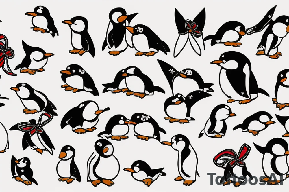 Penguin wearing a bow tattoo idea
