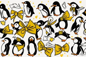 Penguin wearing a yellow bow tattoo idea