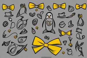 Penguin wearing a yellow bow tattoo idea