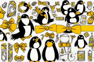 Penguin wearing a yellow bow tattoo idea