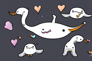 A narwhal with a penguin in a heart tattoo idea