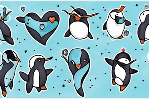 A narwhal with a penguin in a heart tattoo idea