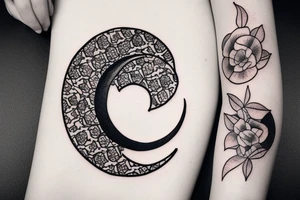 Crescent moon with a flower tattoo idea