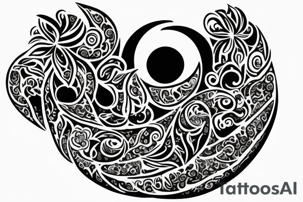 Crescent moon with a flower tattoo idea