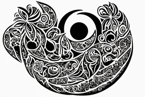 Crescent moon with a flower tattoo idea