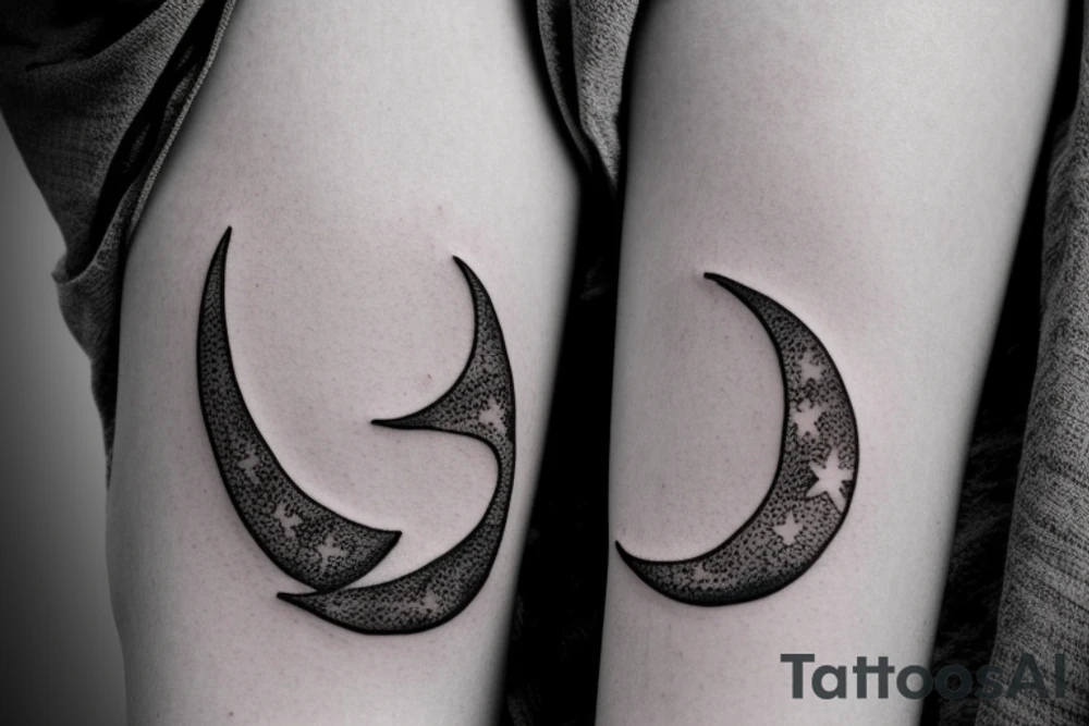 Crescent moon with a flower tattoo idea
