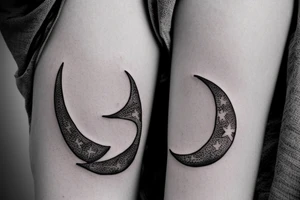 Crescent moon with a flower tattoo idea