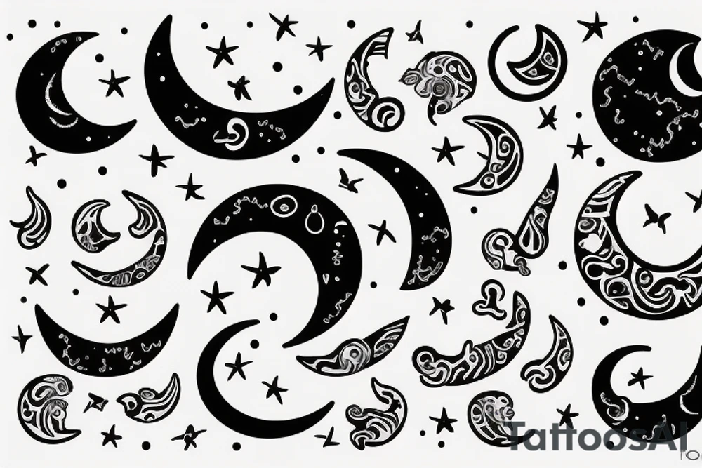 Crescent moon with a cat tattoo idea