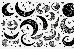 Crescent moon with a cat tattoo idea