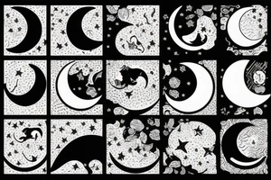 Crescent moon with a cat tattoo idea