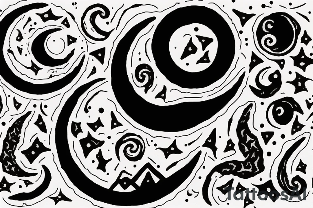 Crescent moon with a cat tattoo idea