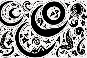 Crescent moon with a cat tattoo idea