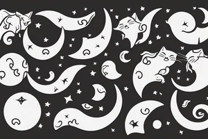 Crescent moon with a cat tattoo idea