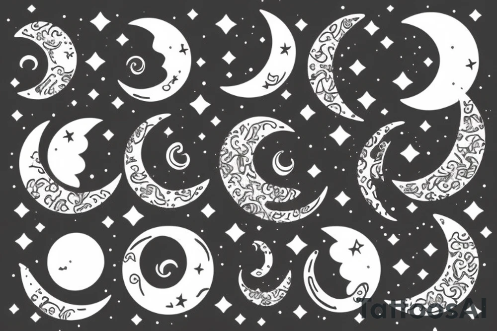 Crescent moon with a cat tattoo idea