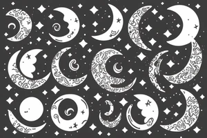 Crescent moon with a cat tattoo idea