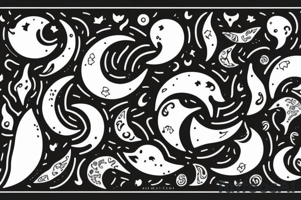 Crescent moon with a cat tattoo idea