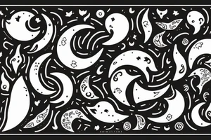 Crescent moon with a cat tattoo idea