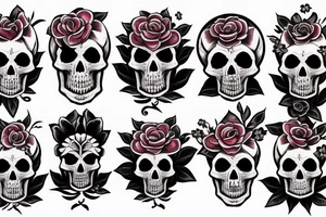 Blood moon, flower, skull, raven tattoo idea