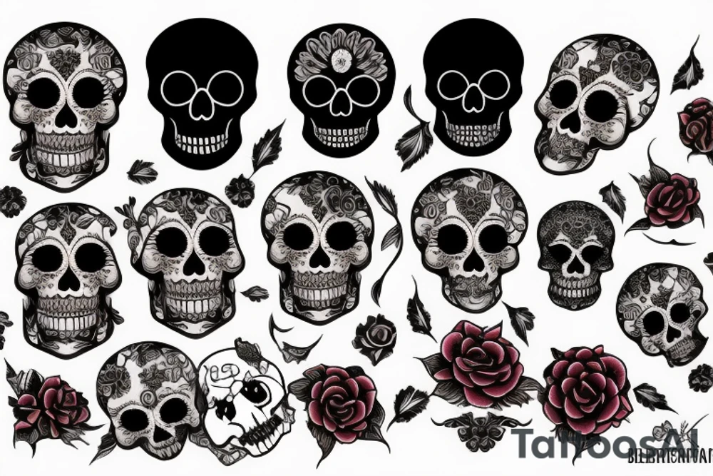 Blood moon, flower, skull, raven tattoo idea