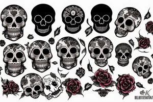 Blood moon, flower, skull, raven tattoo idea