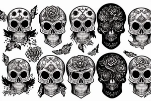 Blood moon, flower, skull, raven tattoo idea