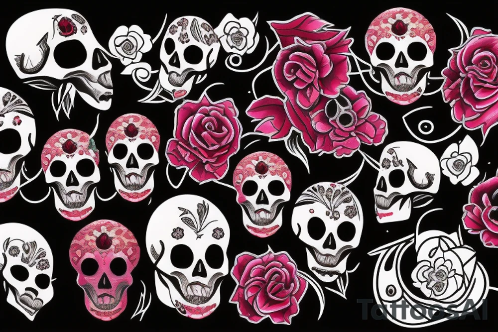 Blood moon, flower, skull, raven tattoo idea