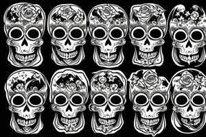 moon, flower, skull, raven, demon, devil, stars tattoo idea