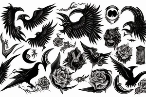 Moon, Demon, Raven tattoo idea