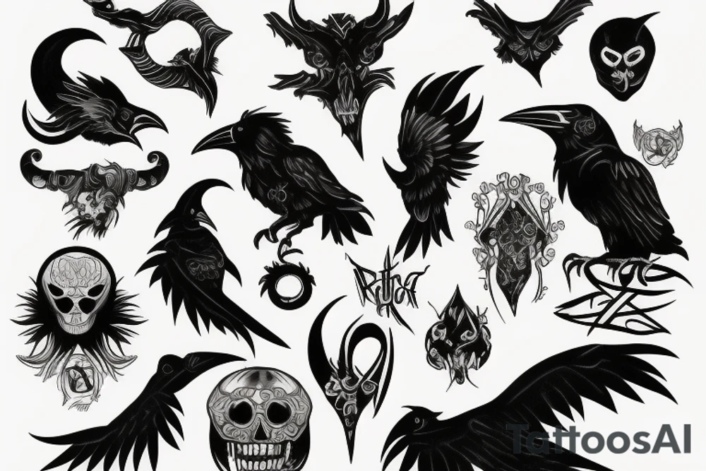Moon, Demon, Raven tattoo idea