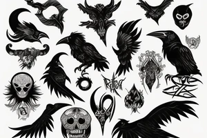 Moon, Demon, Raven tattoo idea
