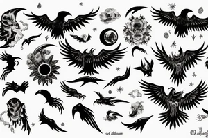 Moon, Demon, Raven tattoo idea