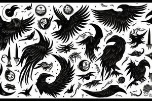 Moon, Demon, Raven tattoo idea