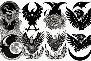 Moon, Demon, Raven tattoo idea