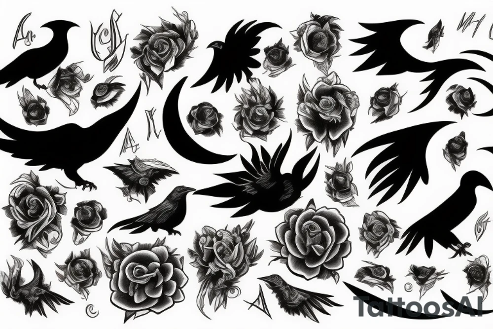 Moon, Demon, Raven tattoo idea