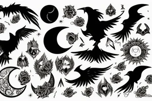 Moon, Demon, Raven tattoo idea