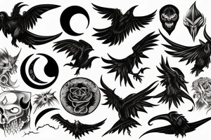 Moon, Demon, Raven tattoo idea