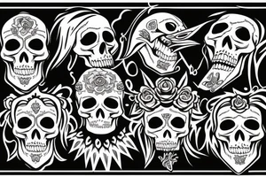 Skull, sleeve, raven tattoo idea