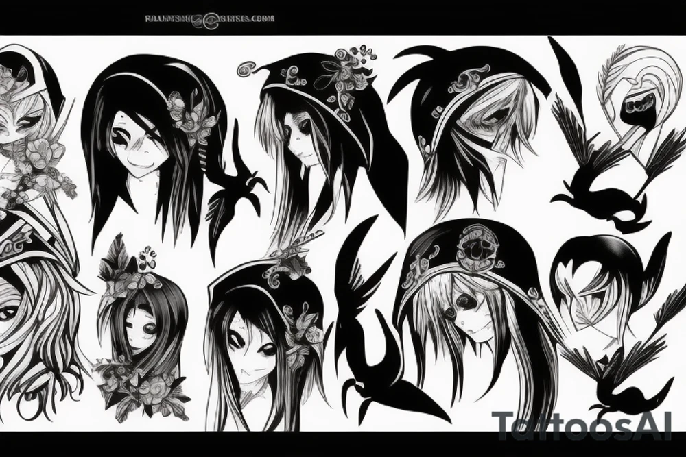 Elf, anime, raven, hunter tattoo idea