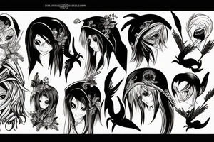 Elf, anime, raven, hunter tattoo idea