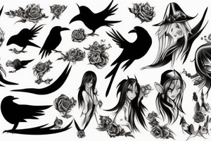 Elf, anime, raven, hunter tattoo idea