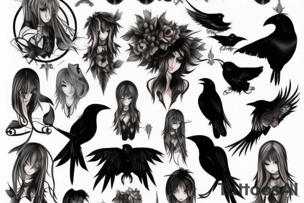 Elf, anime, raven, hunter tattoo idea