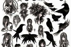 Elf, anime, raven, hunter tattoo idea
