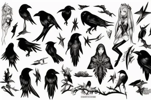 Elf, anime, raven, hunter tattoo idea